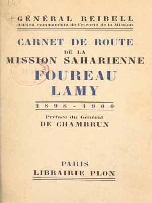 cover image of Carnet de route de la mission saharienne Foureau-Lamy